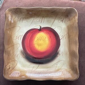 Vibrant Ceramic Plate with Apple Motif